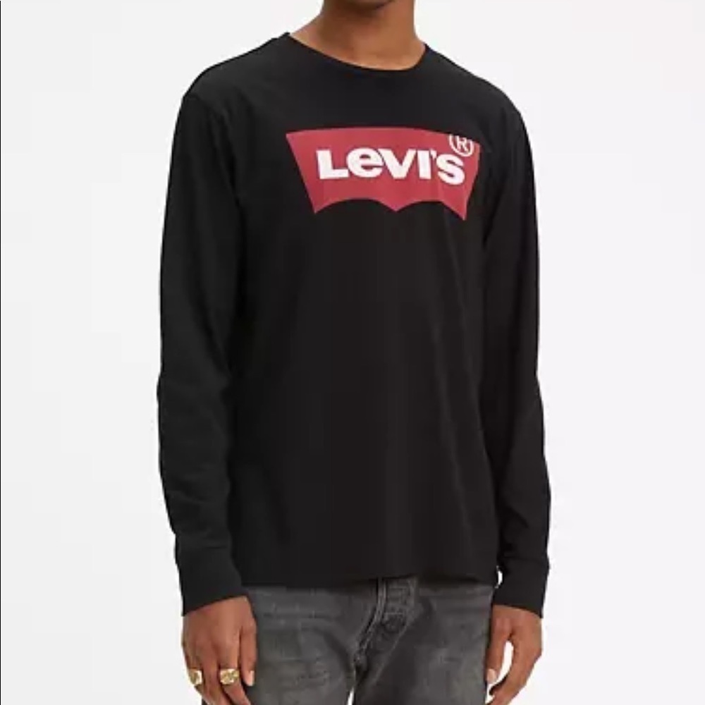 Levi's long sleeve logo tee shirt black with red logo medium